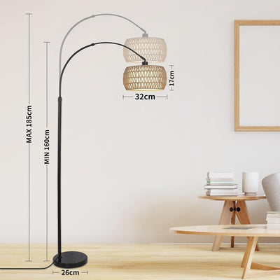 Lampadaire Arc Rotin