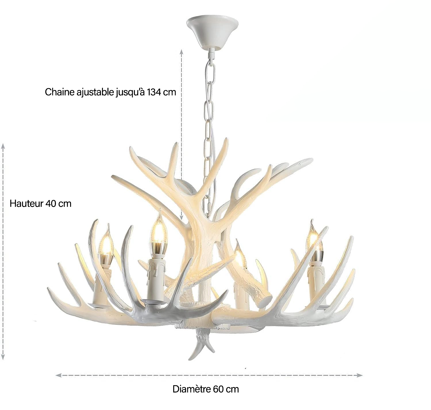 Lustre Bois de Cerf Blanc