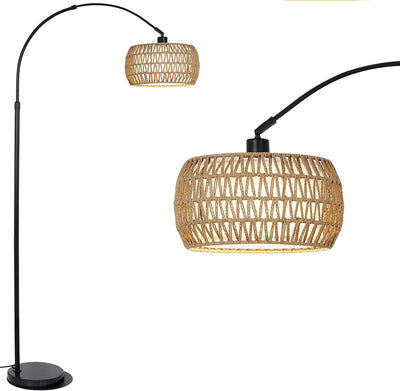 Lampadaire Arc Rotin