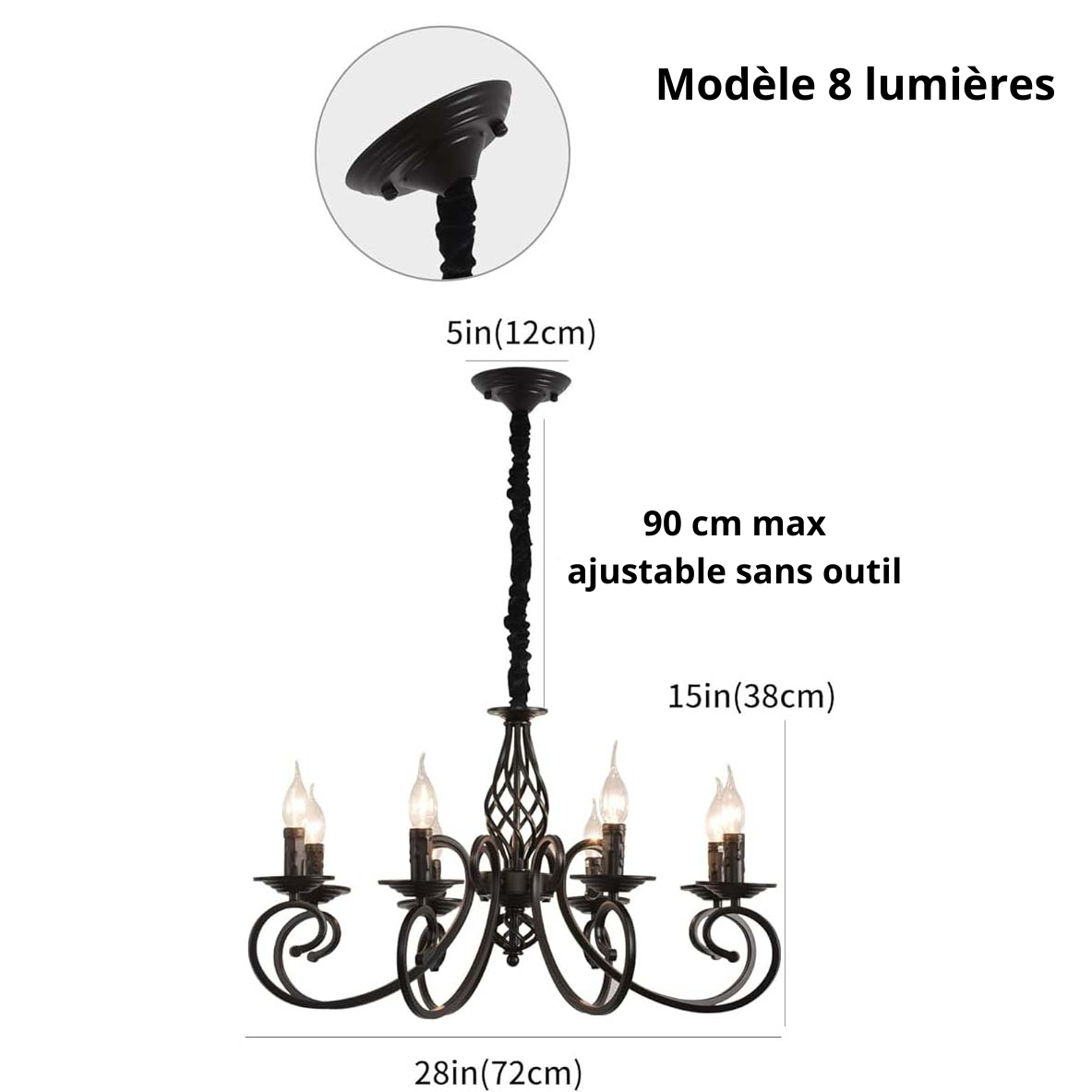 Lustre Fer Forgé Vintage