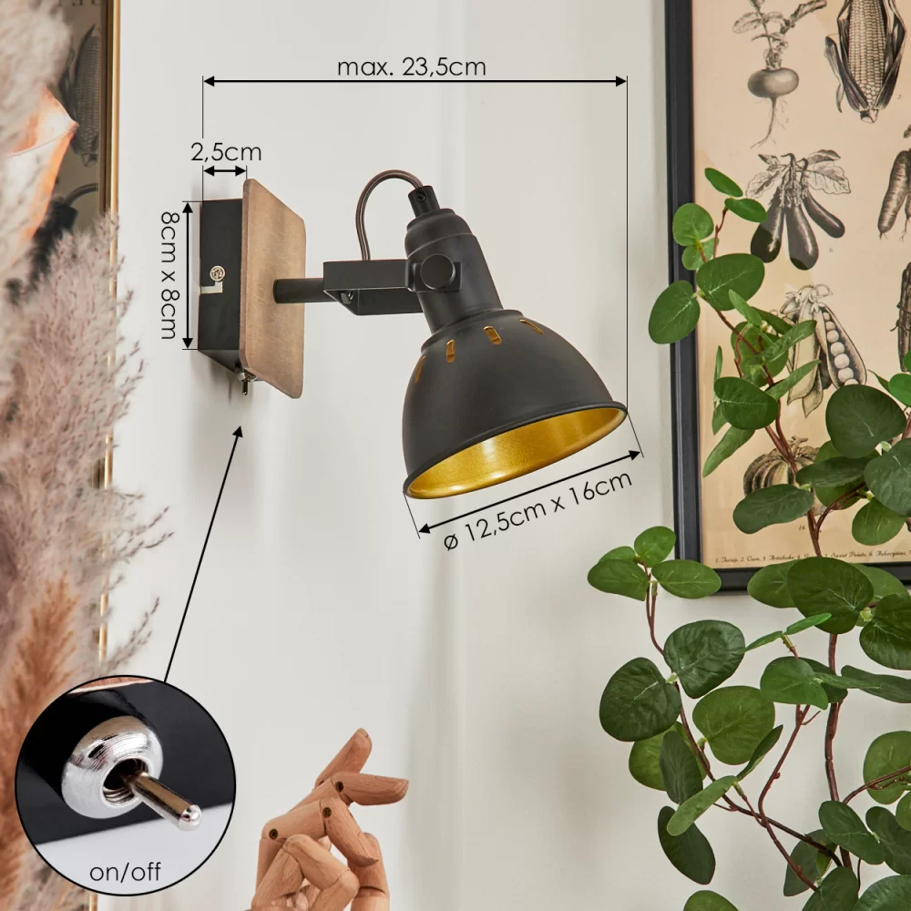 applique bois metal noir