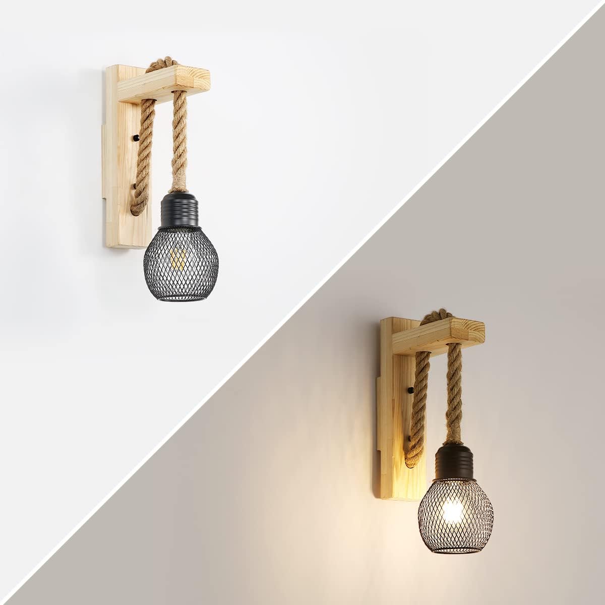 Applique Murale Corde et Bois