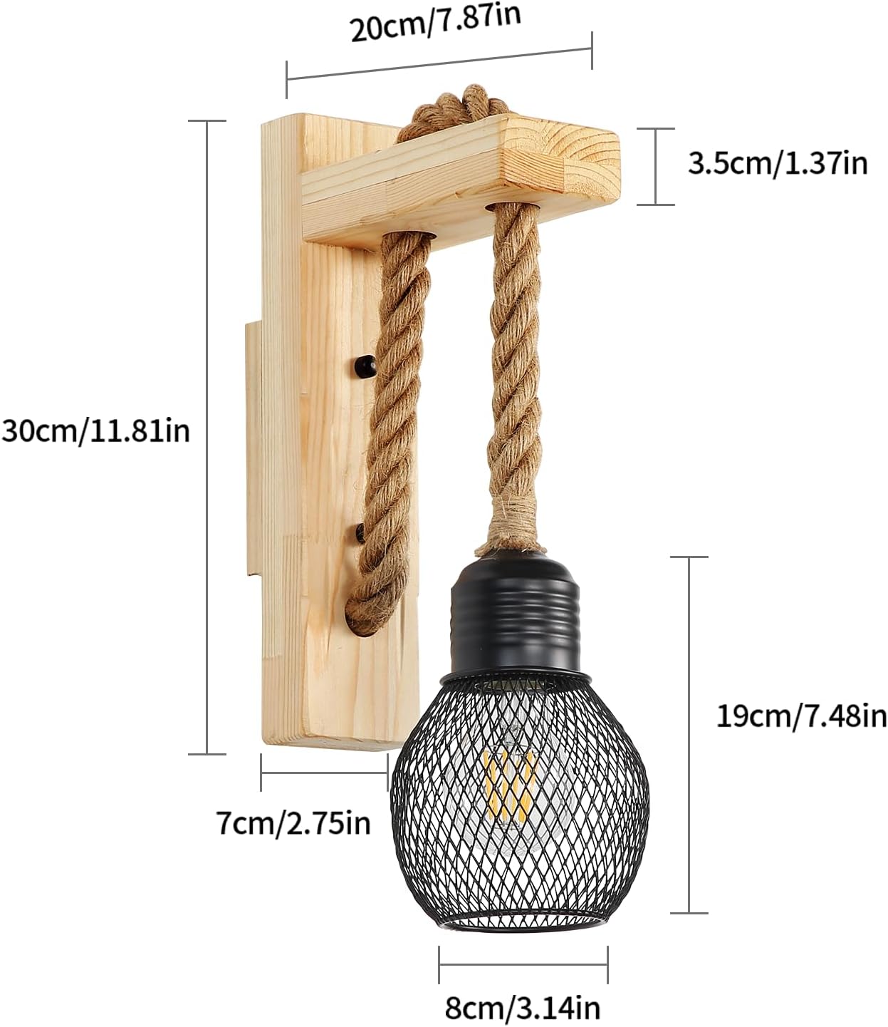 Applique Murale Corde et Bois