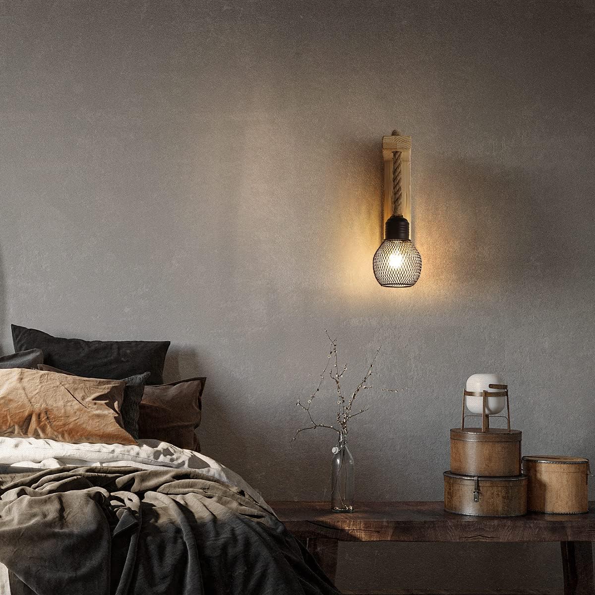 Applique Murale Corde et Bois