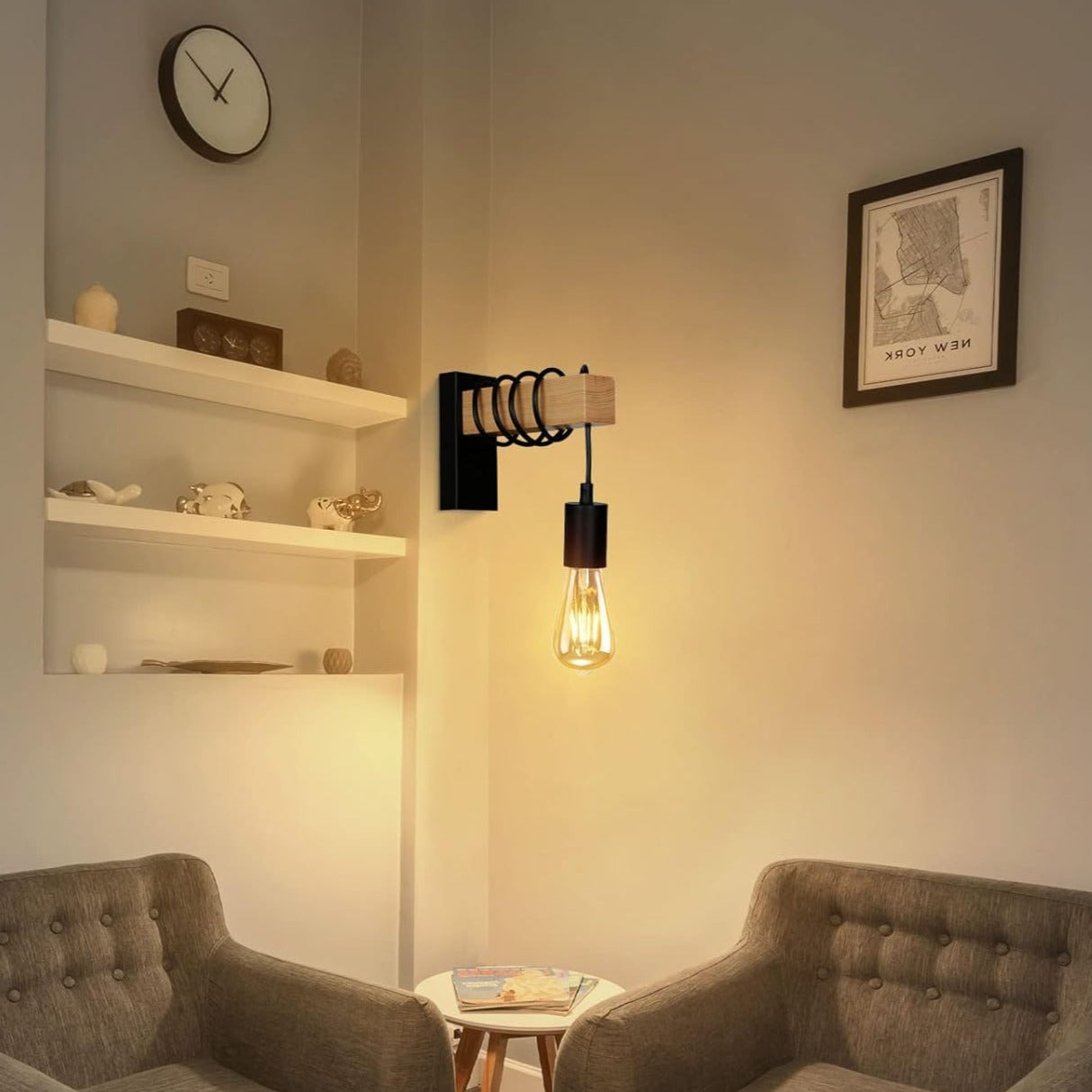 Applique Murale Industrielle Bois