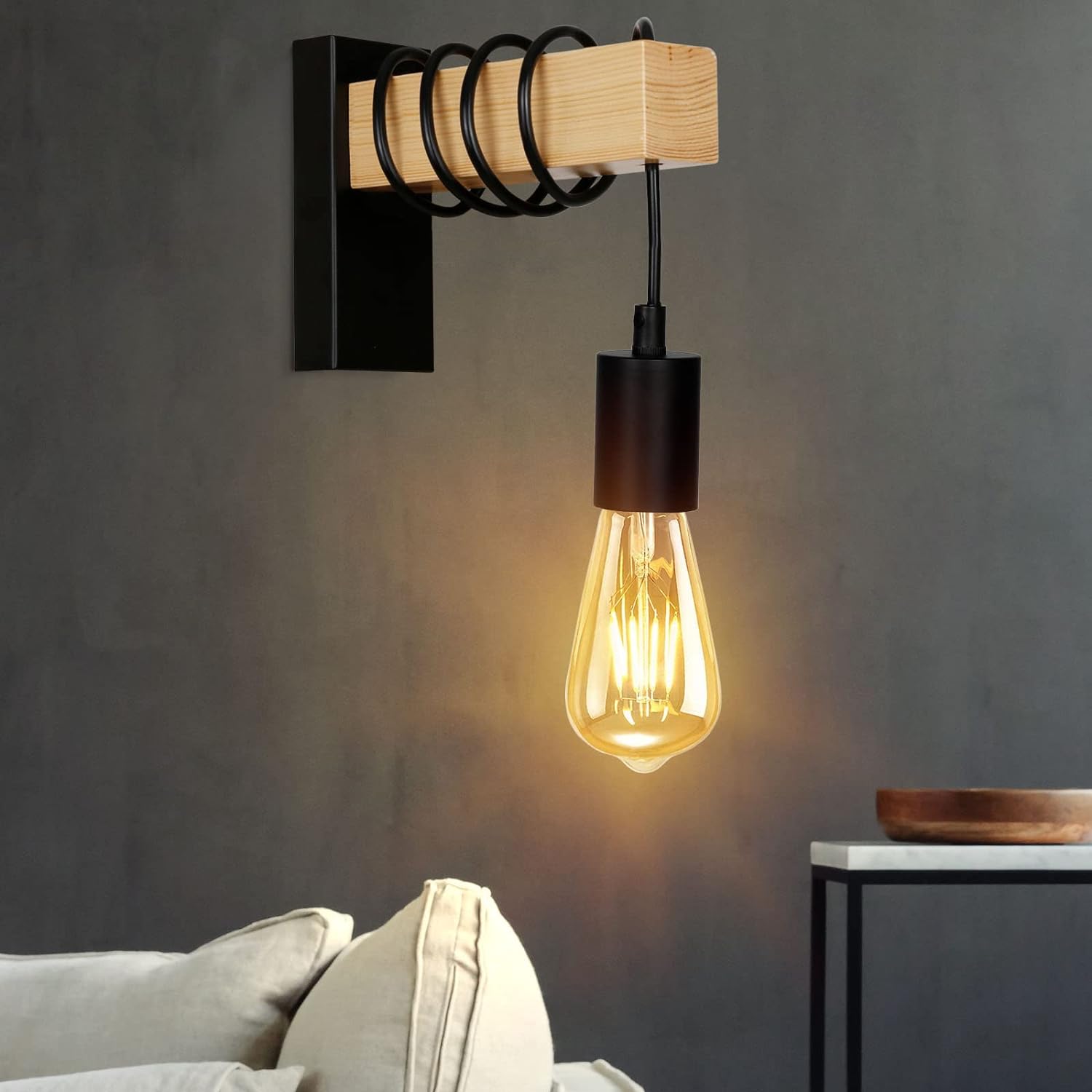 Applique Murale Industrielle Bois