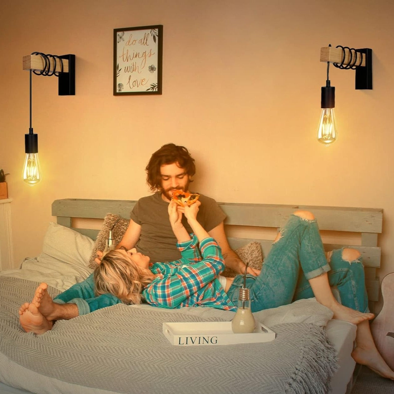 Applique Murale Industrielle Bois