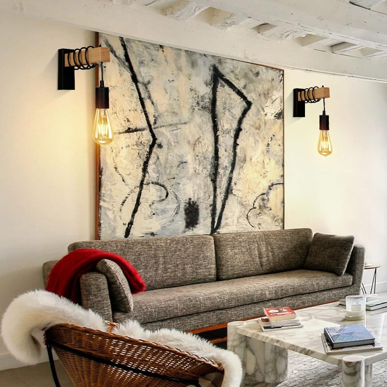 Applique Murale Industrielle Bois