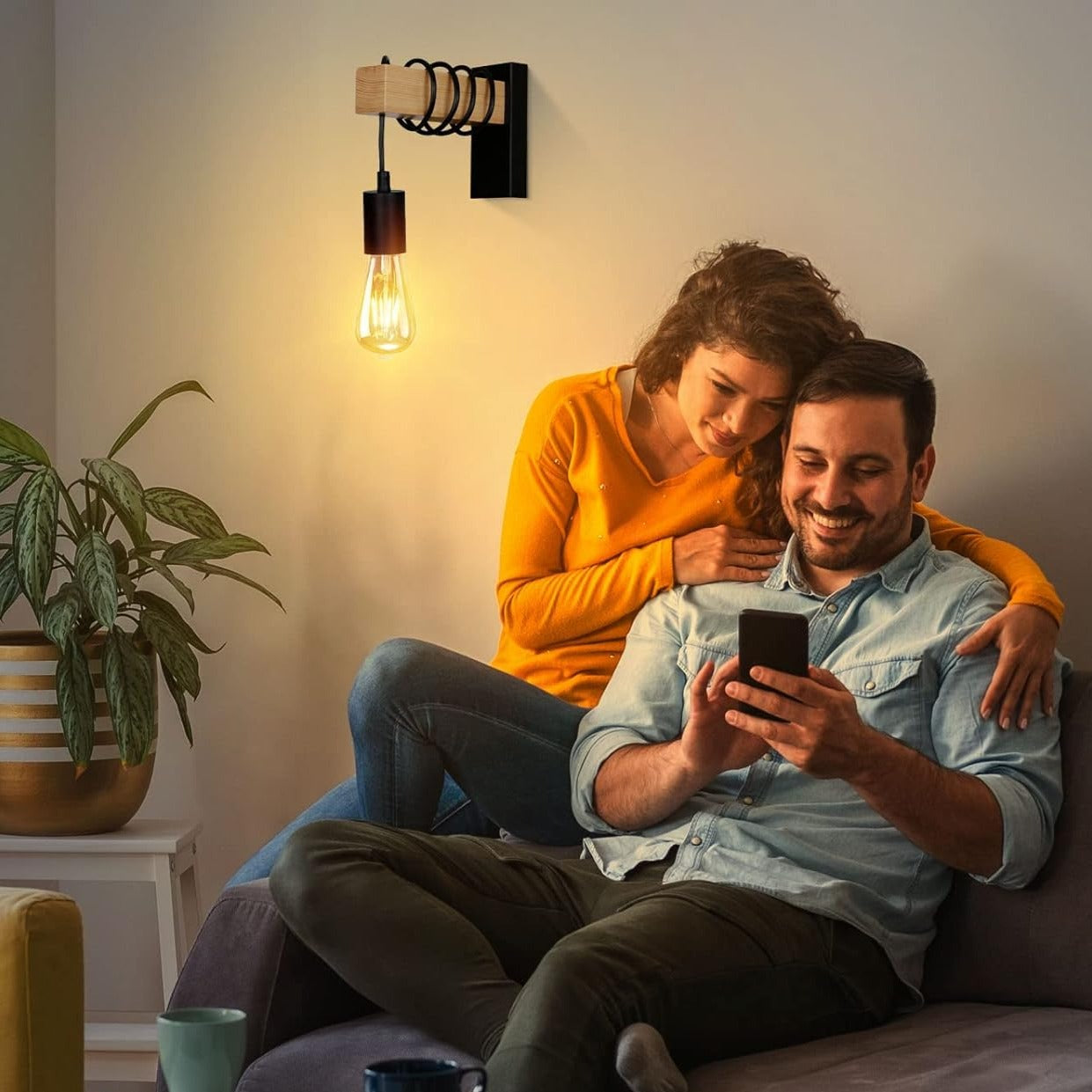 Applique Murale Industrielle Bois