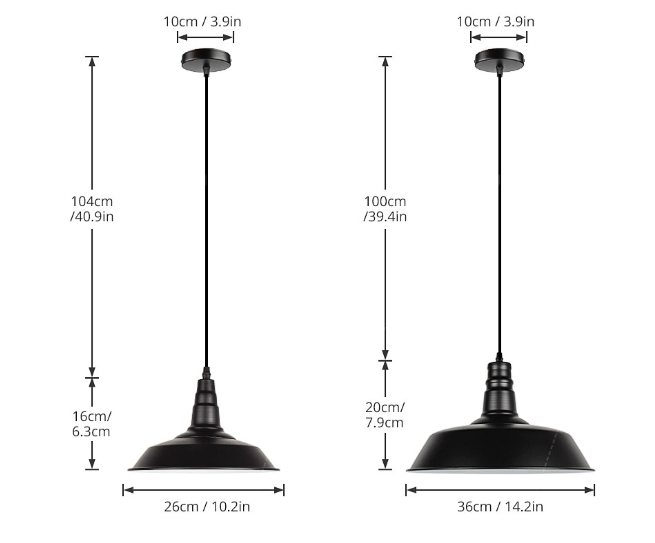 Suspension Industrielle Metal Noir