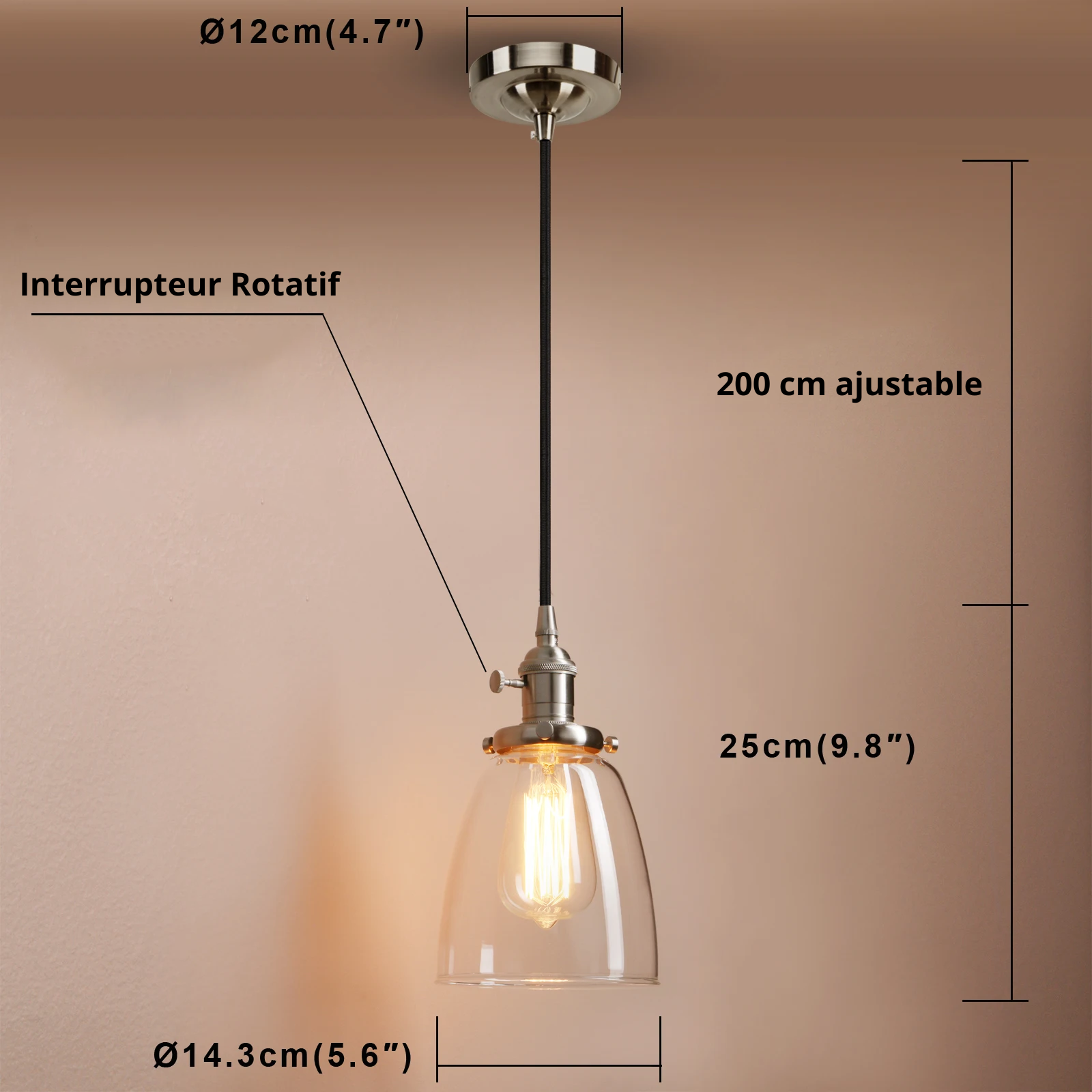 Suspension Verre Vintage