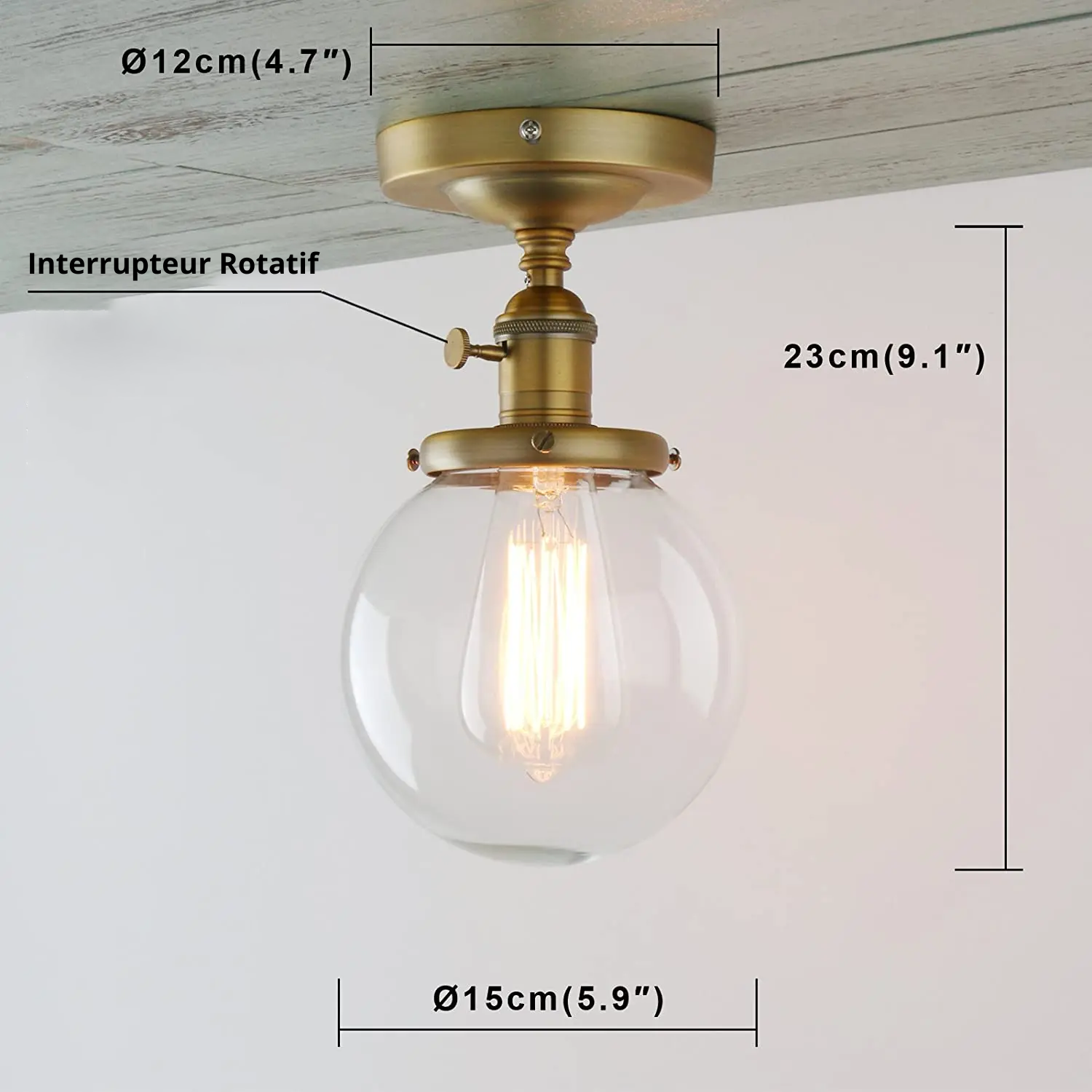 Plafonnier Globe Verre Vintage