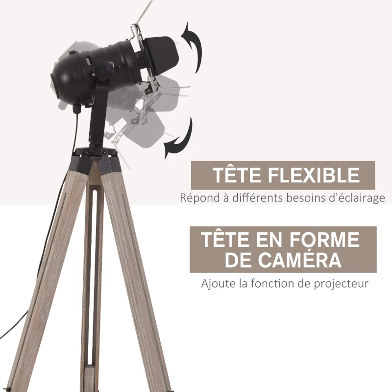 Lampadaire Trepied Bois Cinema