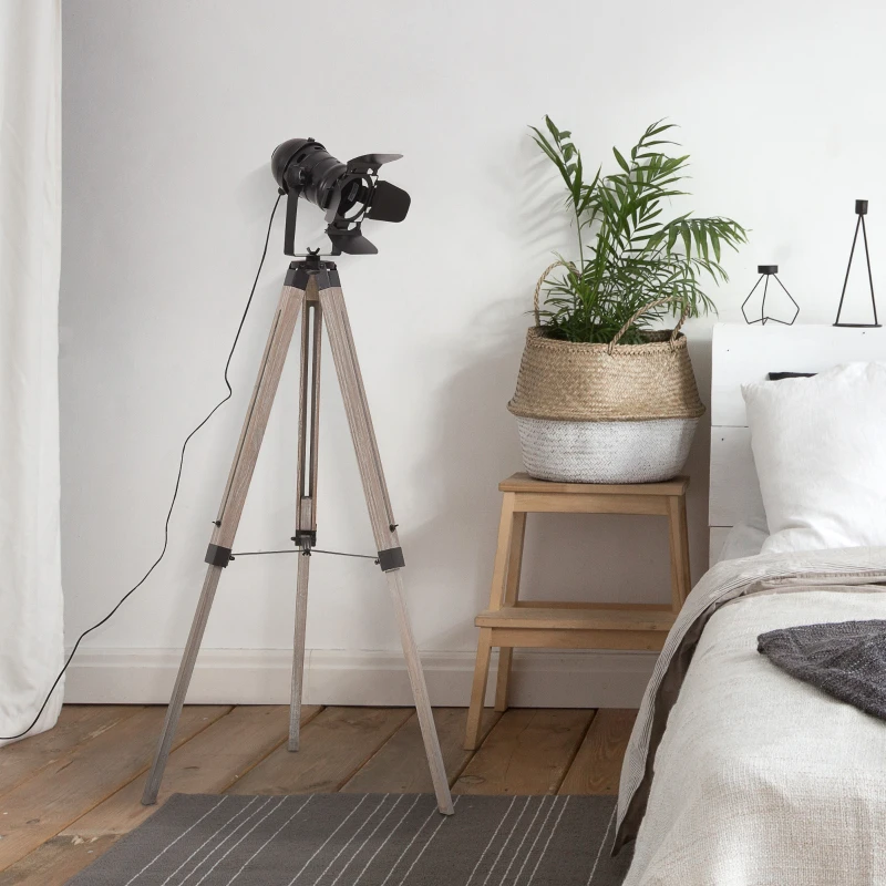 Lampadaire Trepied Bois Cinema