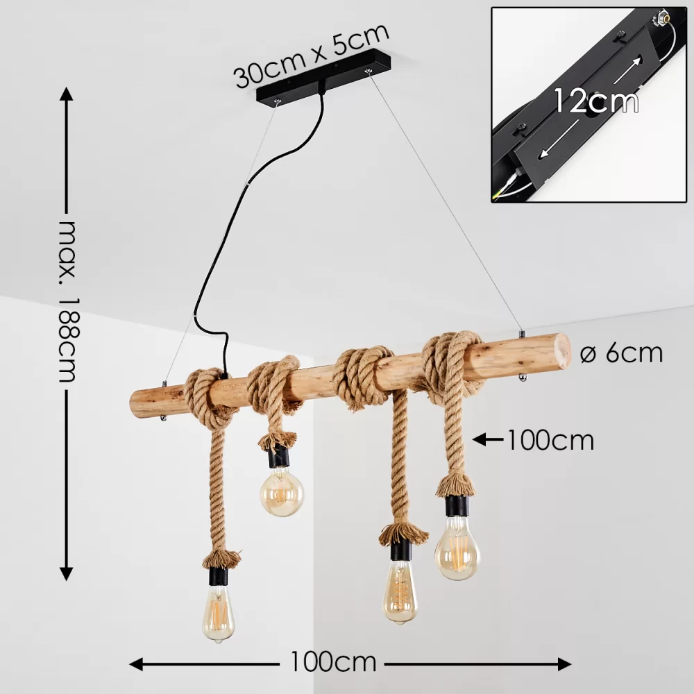 Lustre Bois Flotté Corde