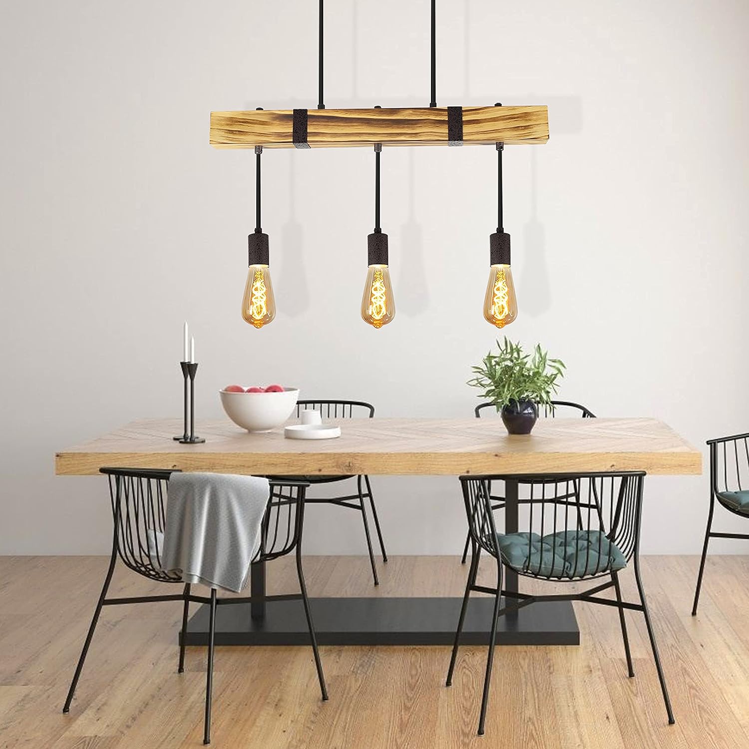 lustre rustique style campagnard en bois