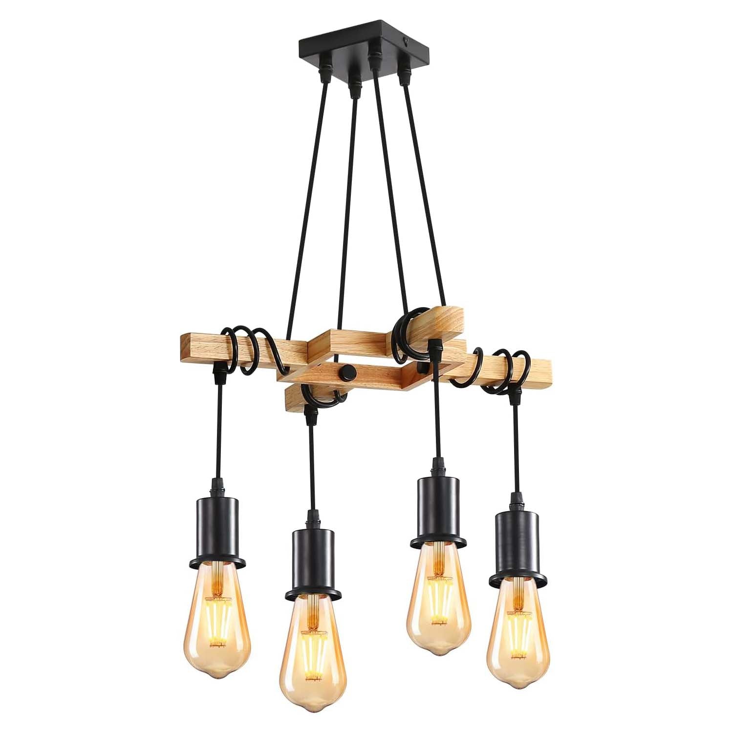 lustre industriel noir et bois