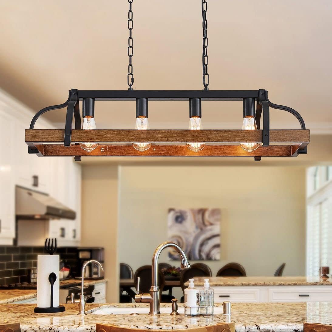 Lustre Campagne Chic Bois | Mon Luminaire Industriel