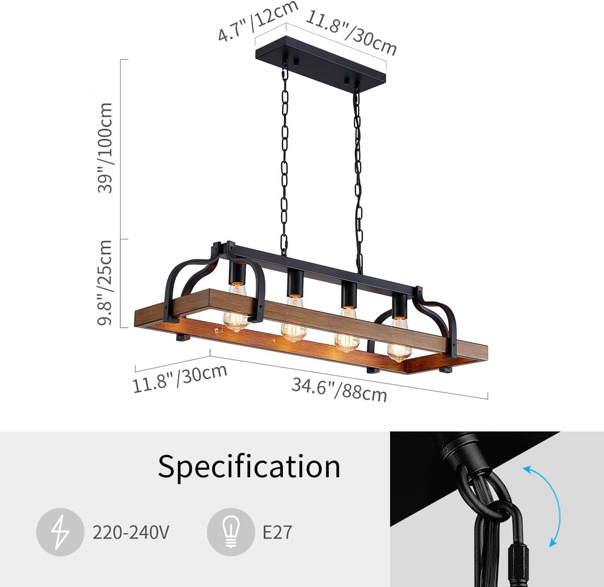 Lustre Campagne Chic Bois