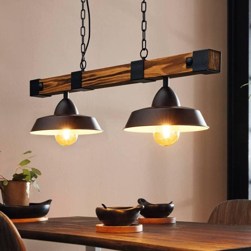 Lustre Rétro Bois De Cerf 6 Lampes E14 - Luminaire Industriel Suspendu Réglable Pour Salle à Manger Et Cuisine