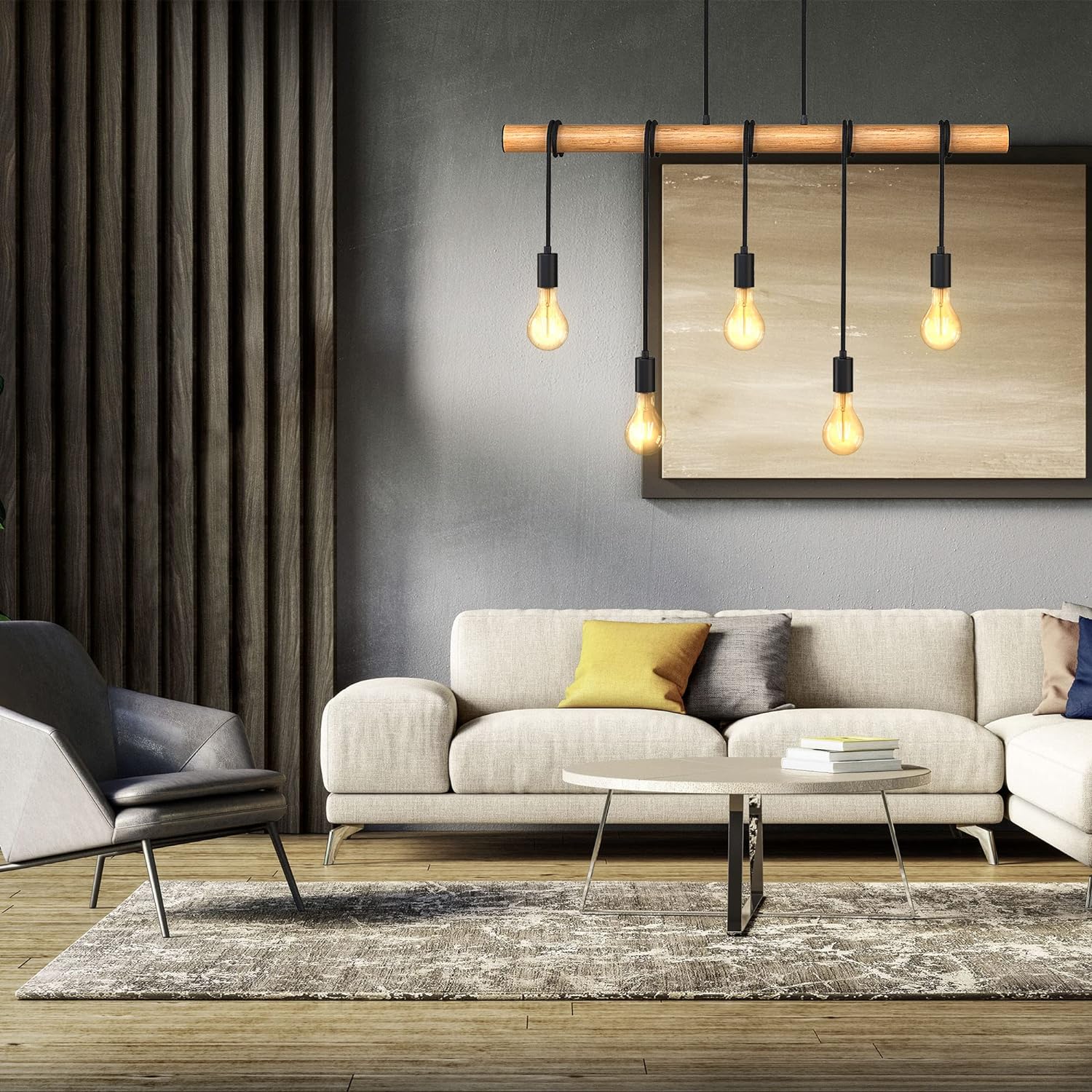 Lustre Industriel Bois