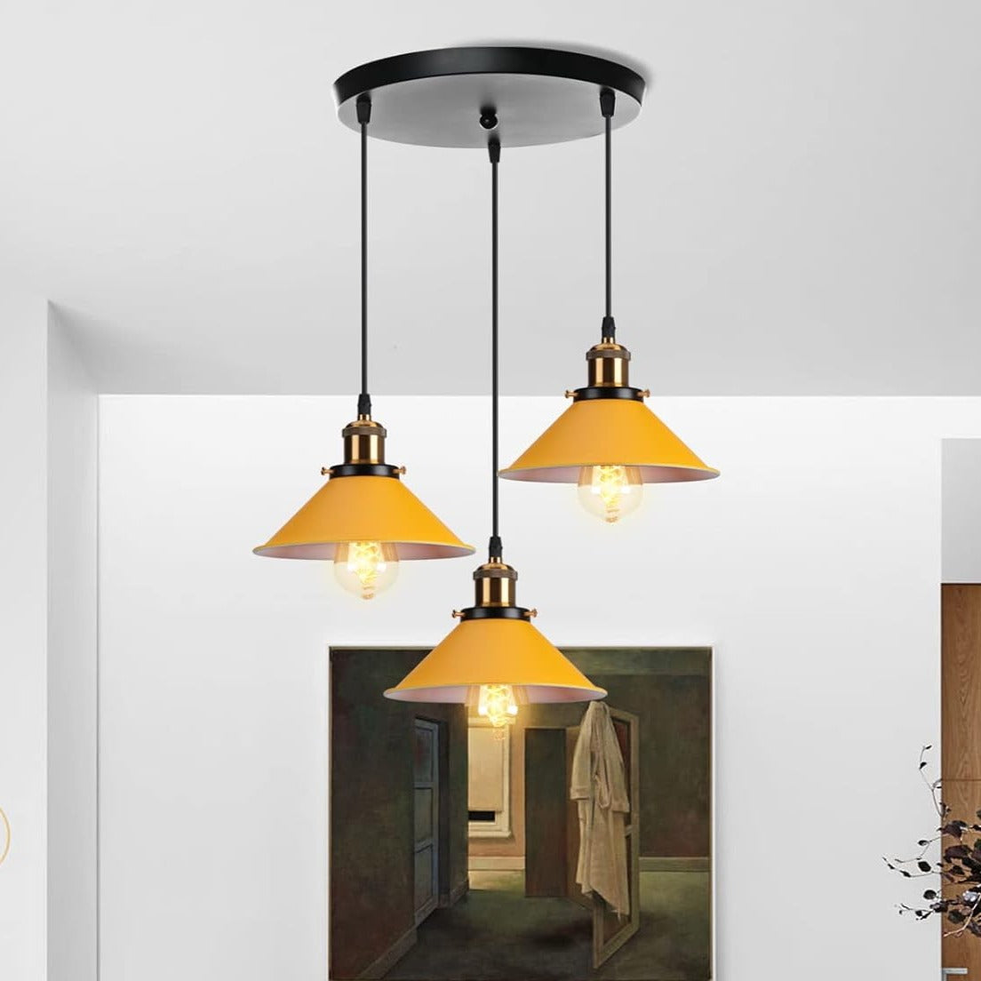 Lustre Industriel Jaune