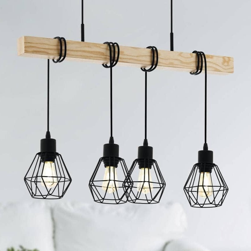 lustre industriel noir salon