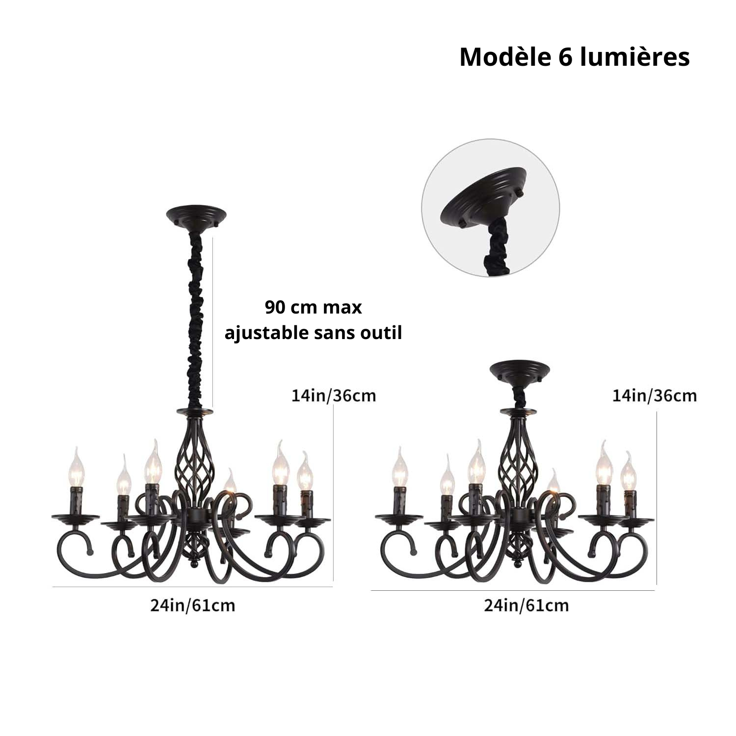 Lustre Fer Forgé Vintage