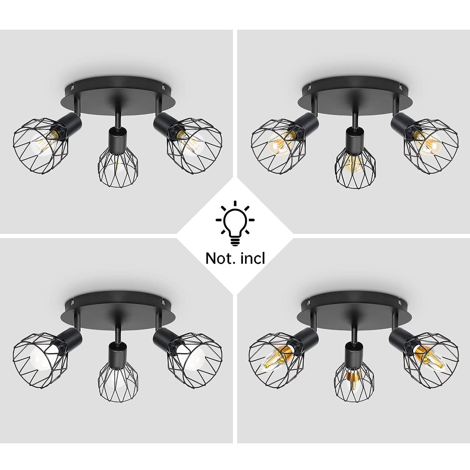 Plafonnier 3 Spots Industriel