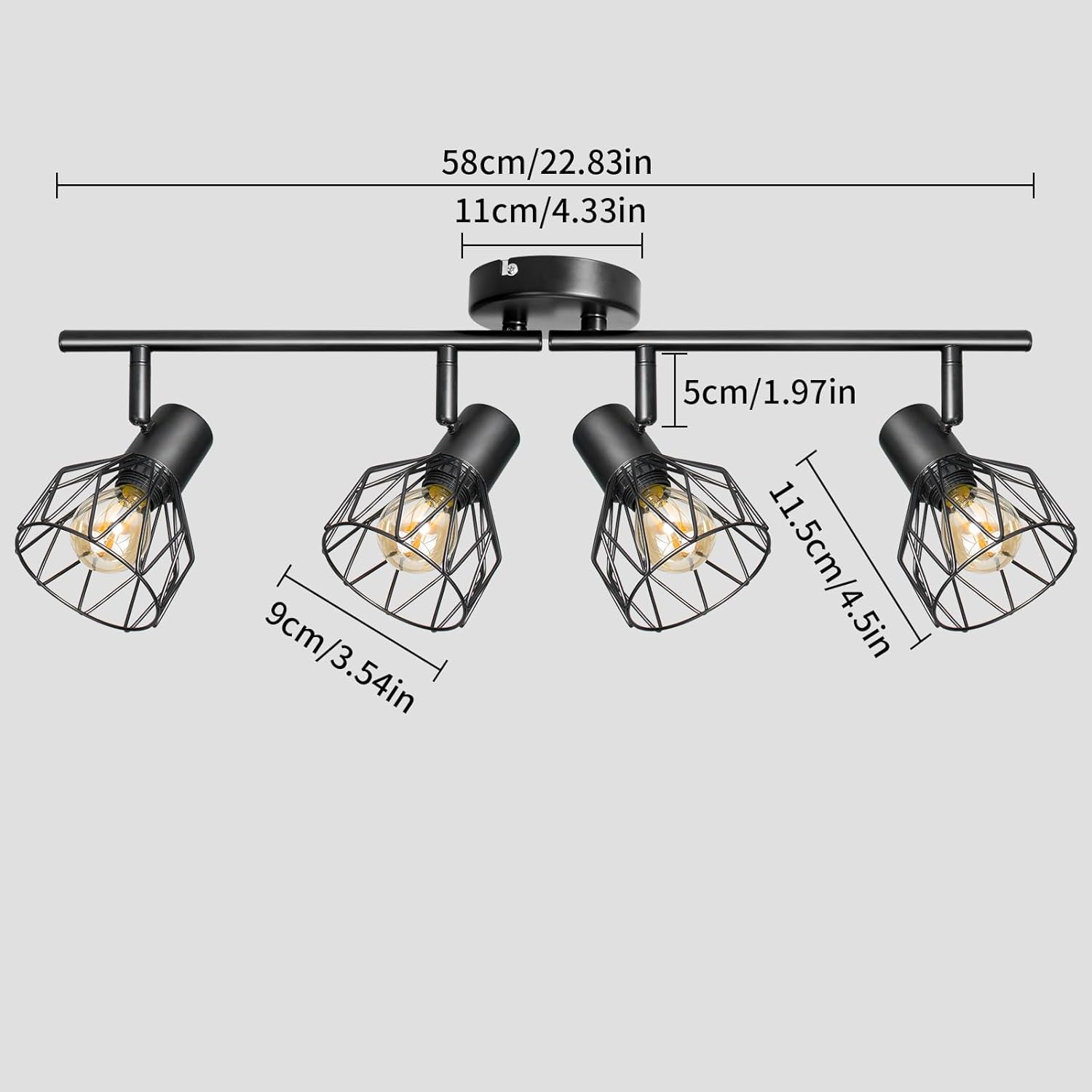 Plafonnier 4 Spots Industriel