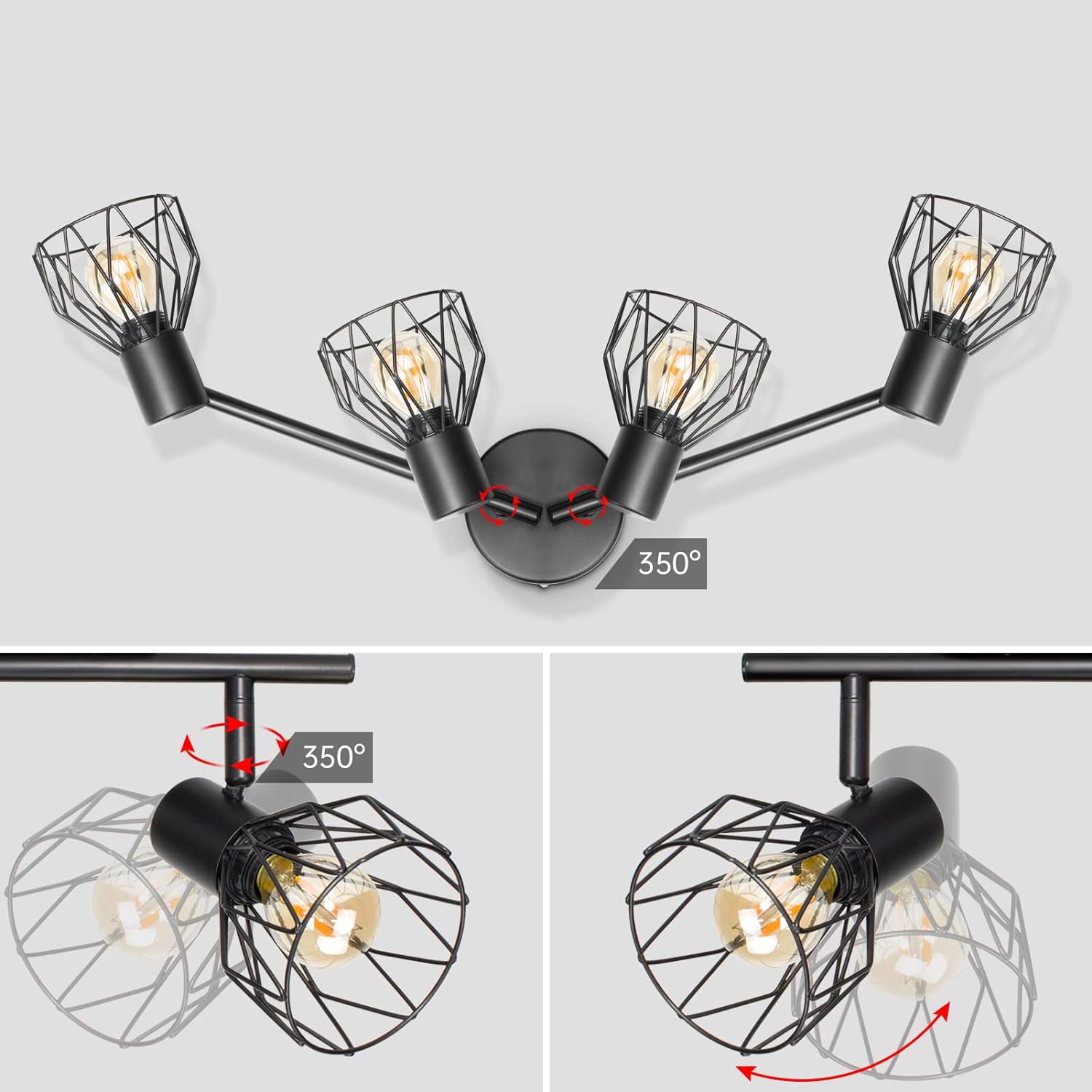 Plafonnier 4 Spots Industriel