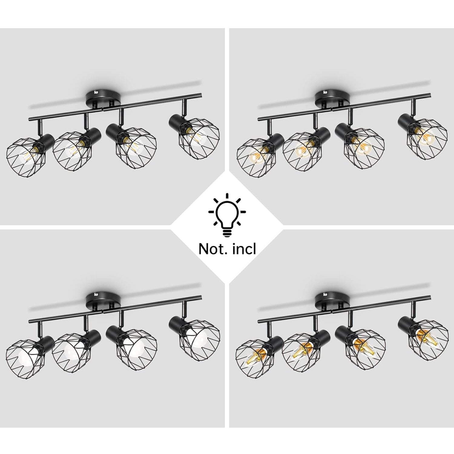 Plafonnier 4 Spots Industriel