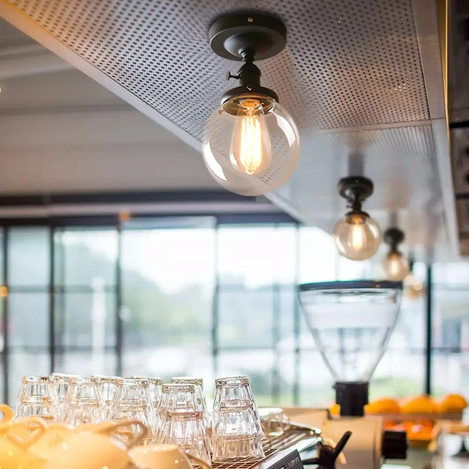 Plafonnier Globe Verre Vintage