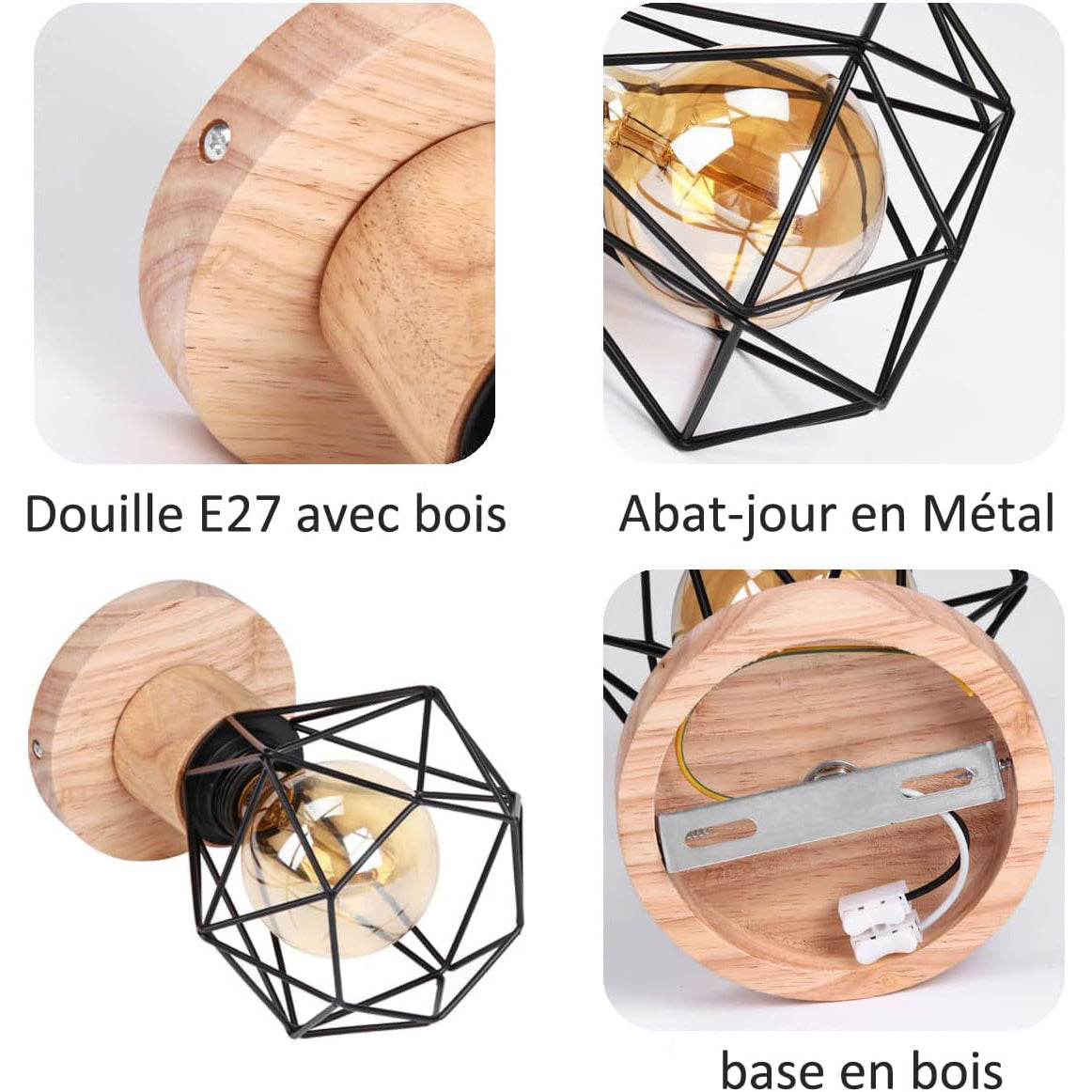 Plafonnier Industriel Bois et Métal