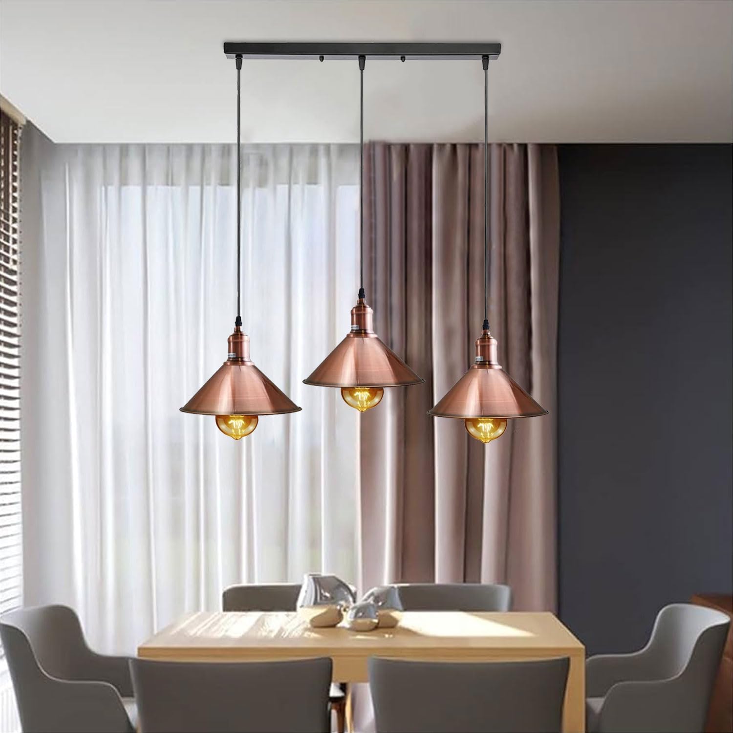 Suspension 3 Lampes Cuivre