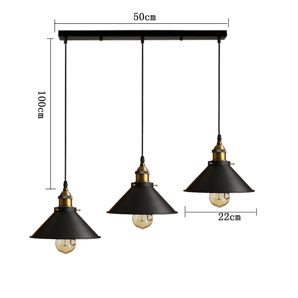 Suspension 3 Lampes Industrielle