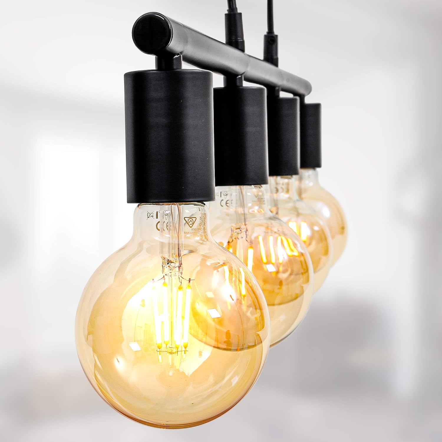 Suspension 4 Lampes Industrielle