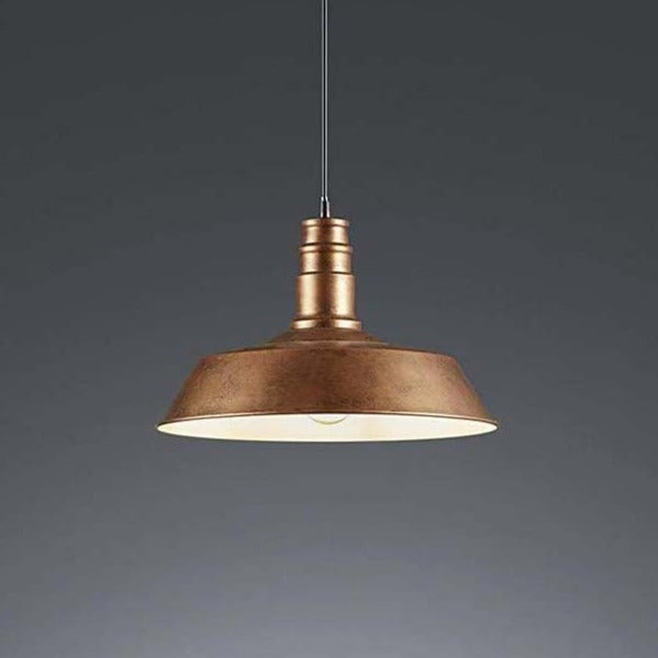 Suspension Lustre Ancien - Bois, Fer Et Cuivre - Style Campagne - Électrique