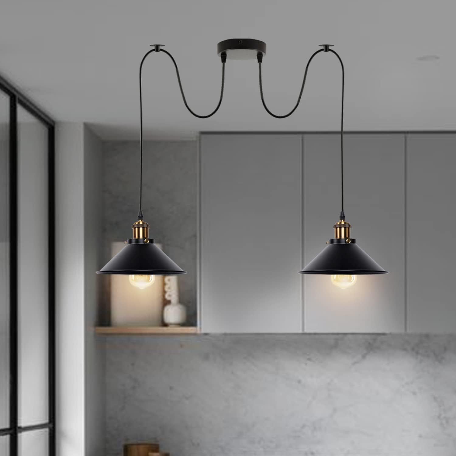 suspension industrielle 2 lampes