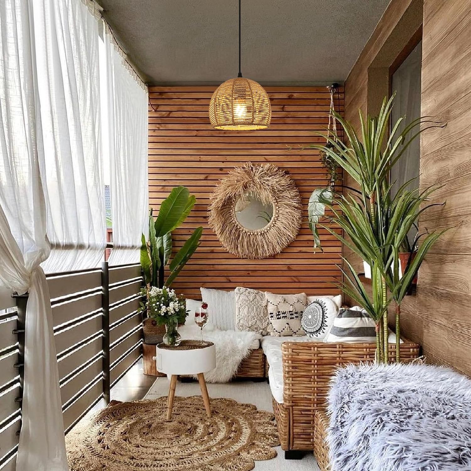 Suspension Industrielle Rotin