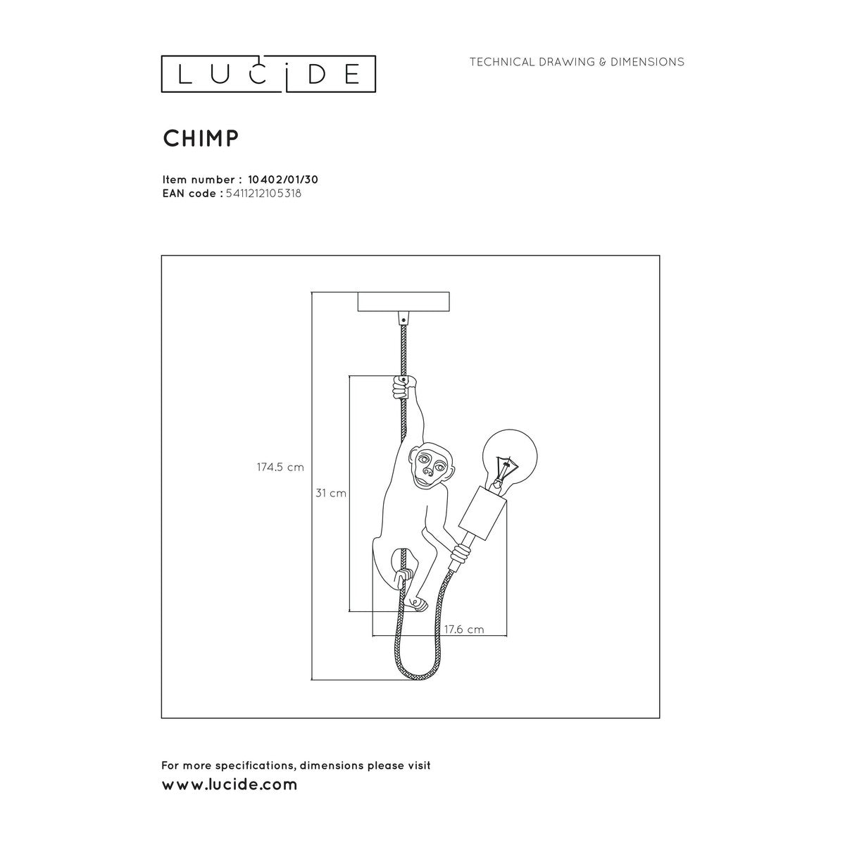 Suspension Singe Doré