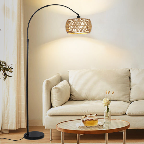 Lampadaire Arc Rotin