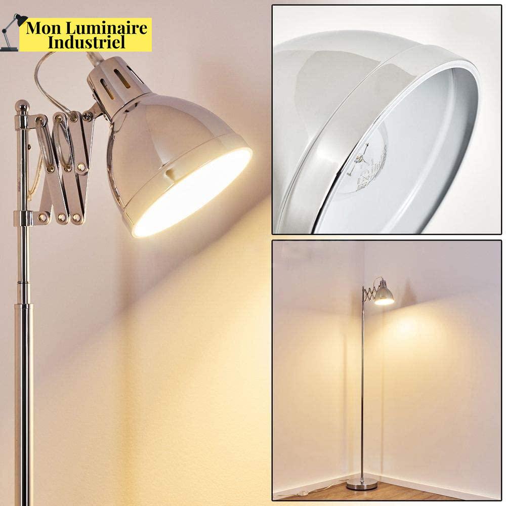 Lampadaire Salon Industriel Accordéon Chrome
