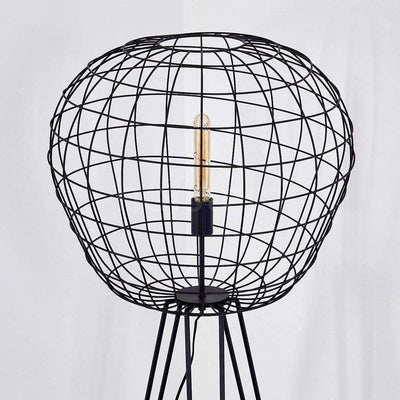 Lampadaire Industriel Noir Cage à Oiseau - V2