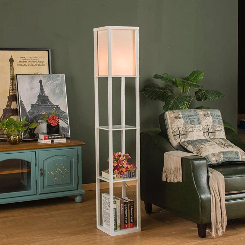 Lampadaire Salon Industriel à Étages - Blanc