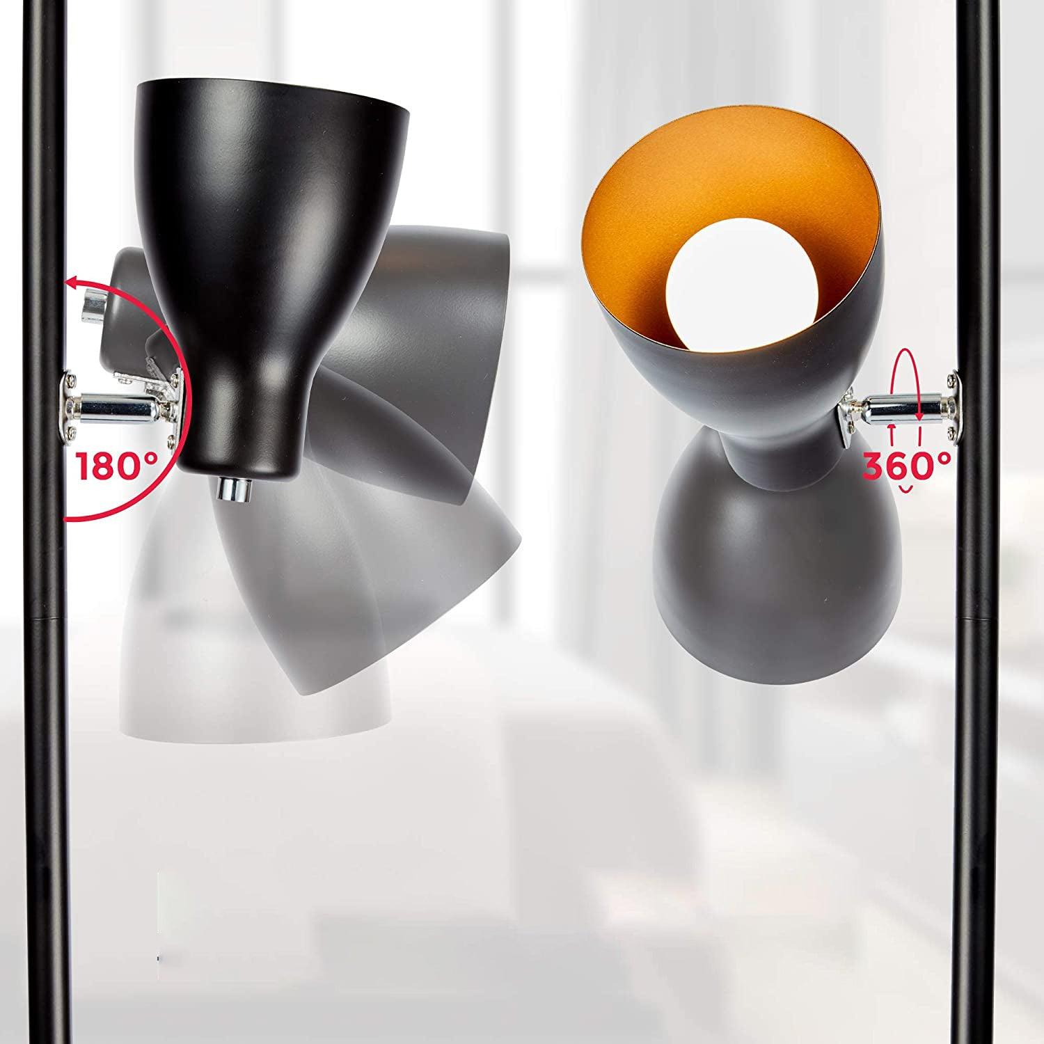 Lampadaire Industriel Noir 3 Spots