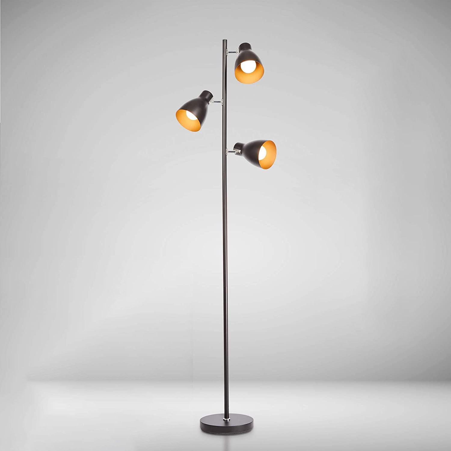 Lampadaire Industriel Noir 3 Spots