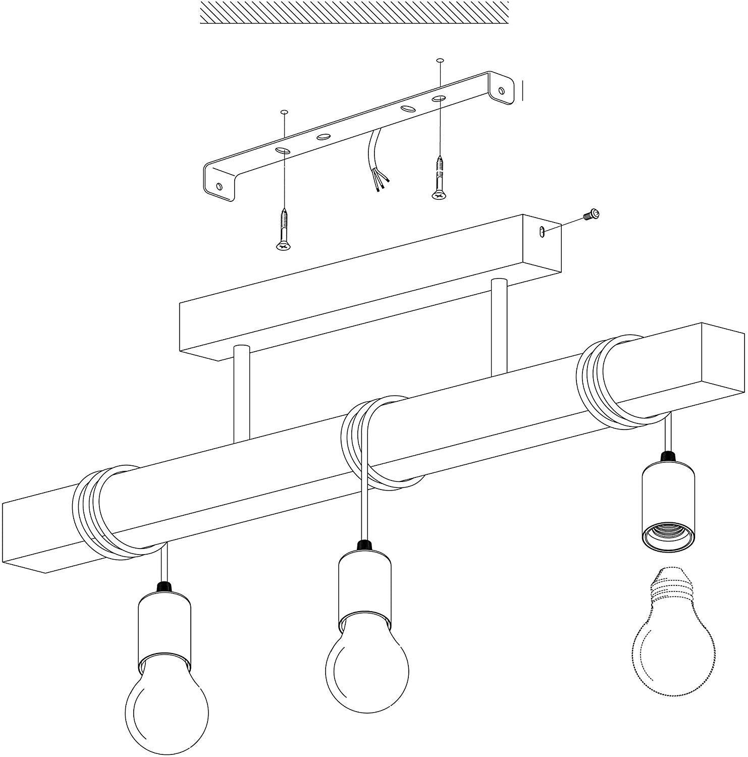 Plafonnier Industriel Noir et Bois