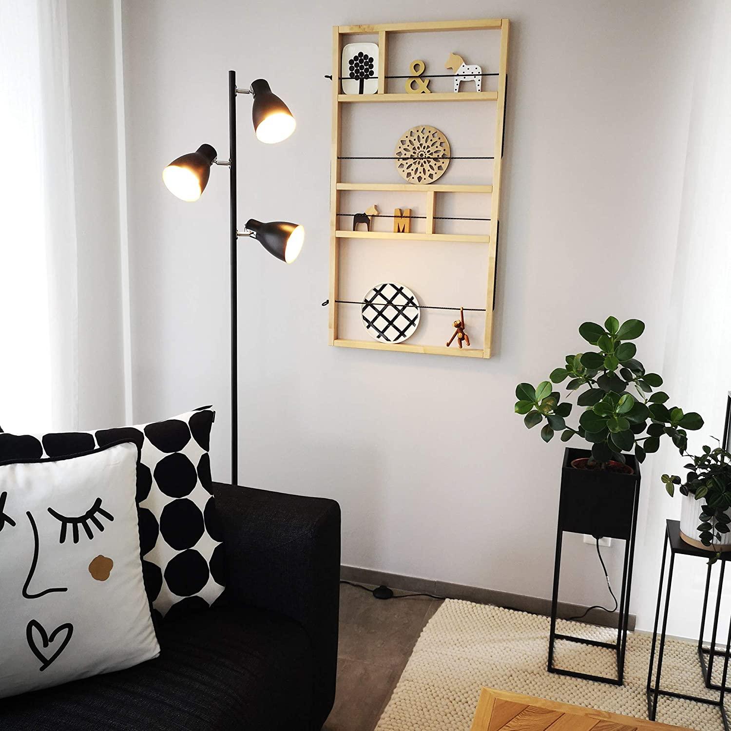 Lampadaire Industriel Noir 3 Spots