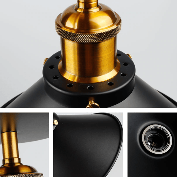 Plafonnier Industriel Noir et Cuivre - lampe industrielle